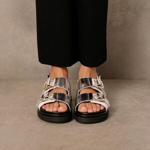 ALOHAS Harper Shimmer Silver White Sandals